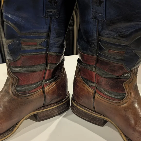 Tin Haul Justice American Brown Western Cowboy Boots Men's 9.5 Captain America - Picture 4 of 16